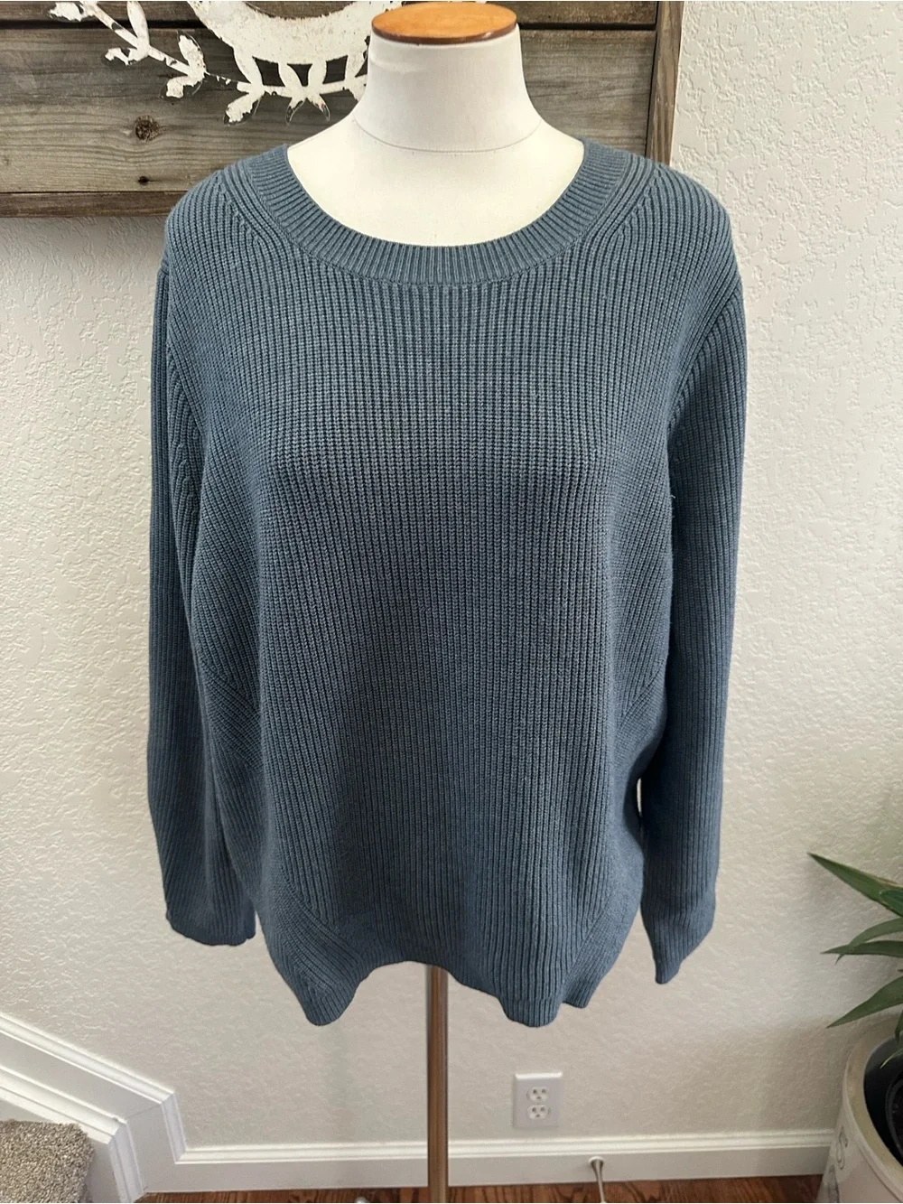 J. Crew Cozy Ribbed Crewneck Sweater - Slate Blue ladies size large BJ580